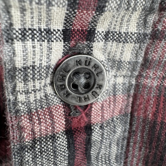 Kuhl Shirt Mens XL Red Plaid Flannel Button Up Long Sleeve Outdoor Hiking Casual - Picture 4 of 8